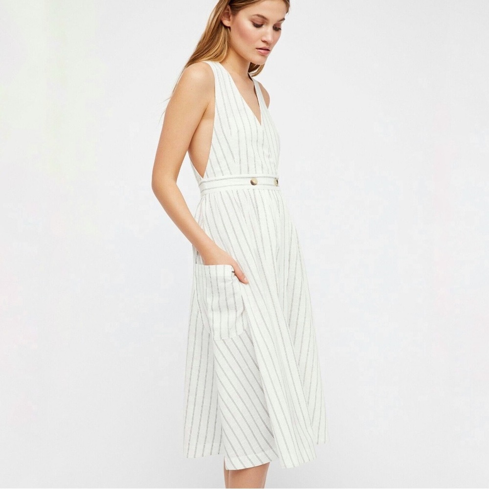 Free People | Diana Striped Wrap Dress in Ivory‎ Size S 100% Cotton